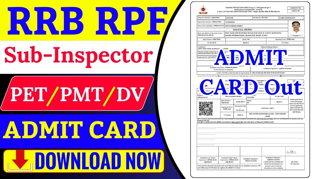 RRB RPF SUB Inspector Admit Card 2025