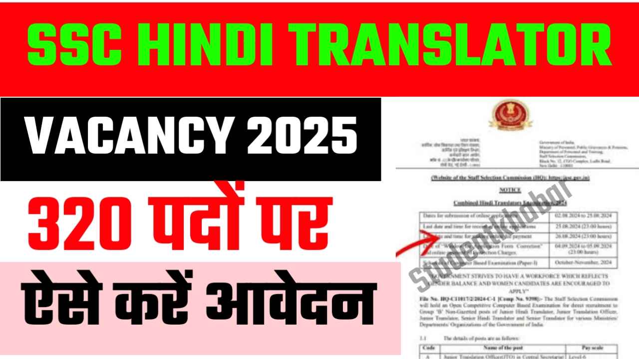 SSC Hindi Translator Bharti 2025